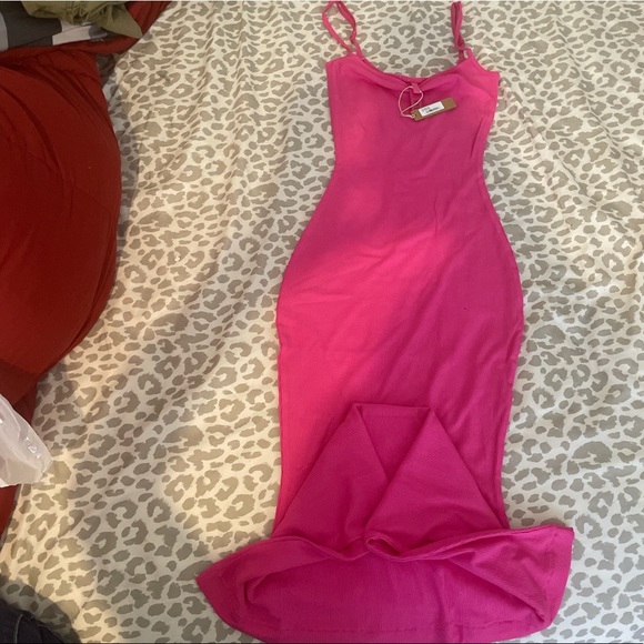READY 2 SHIP💕Skims Hot Pink Lounge Dress Limited Edition💕 - Picture 2 of 4